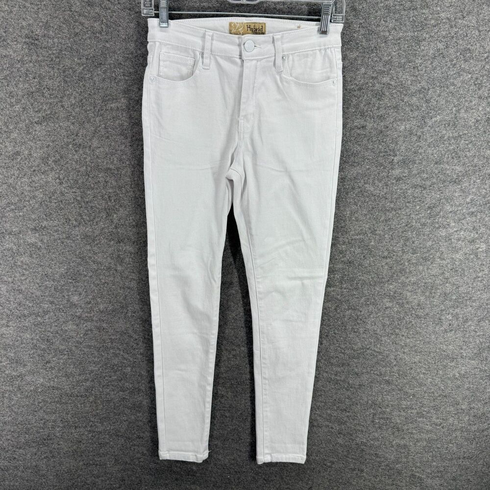 Hybrid & Company Jeans Women M Medium White Denim Light Wash Mid Rise Skinny